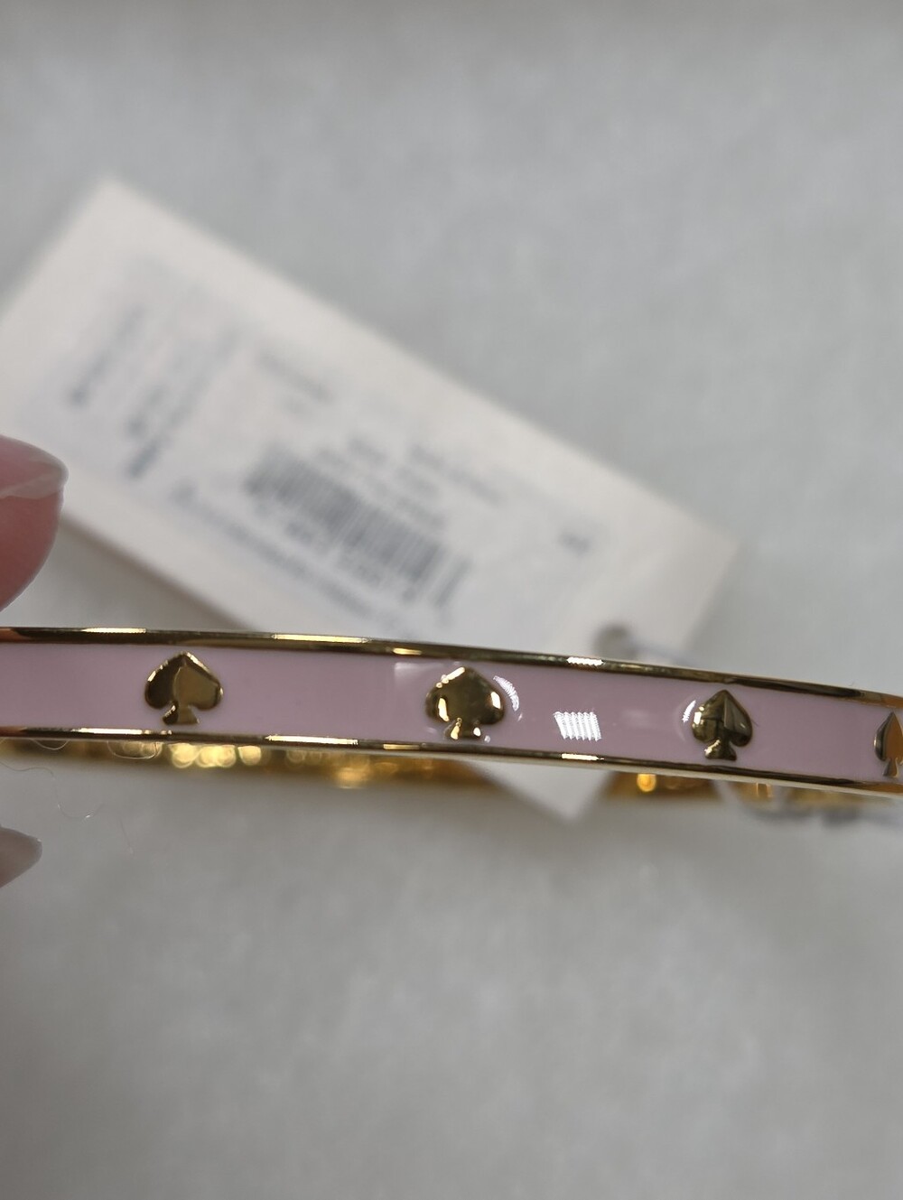 Kate Spade Chalk Pink Spot The Spade Enamel Hinged Bangle - Picture 7 of 11